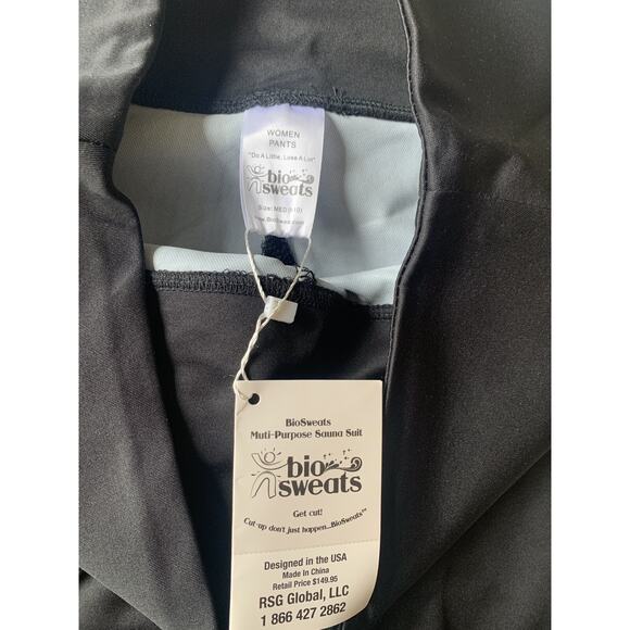NWT BIO SWEAT Pants Womens Medium 8-10 Black Multi Purpose Sauna Suit WeightLoss - Picture 5 of 13